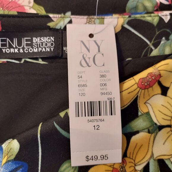 7th Avenue New York Co Women's Skirt Black Floral Size 12 Stretch Straight NWT - Picture 8 of 12
